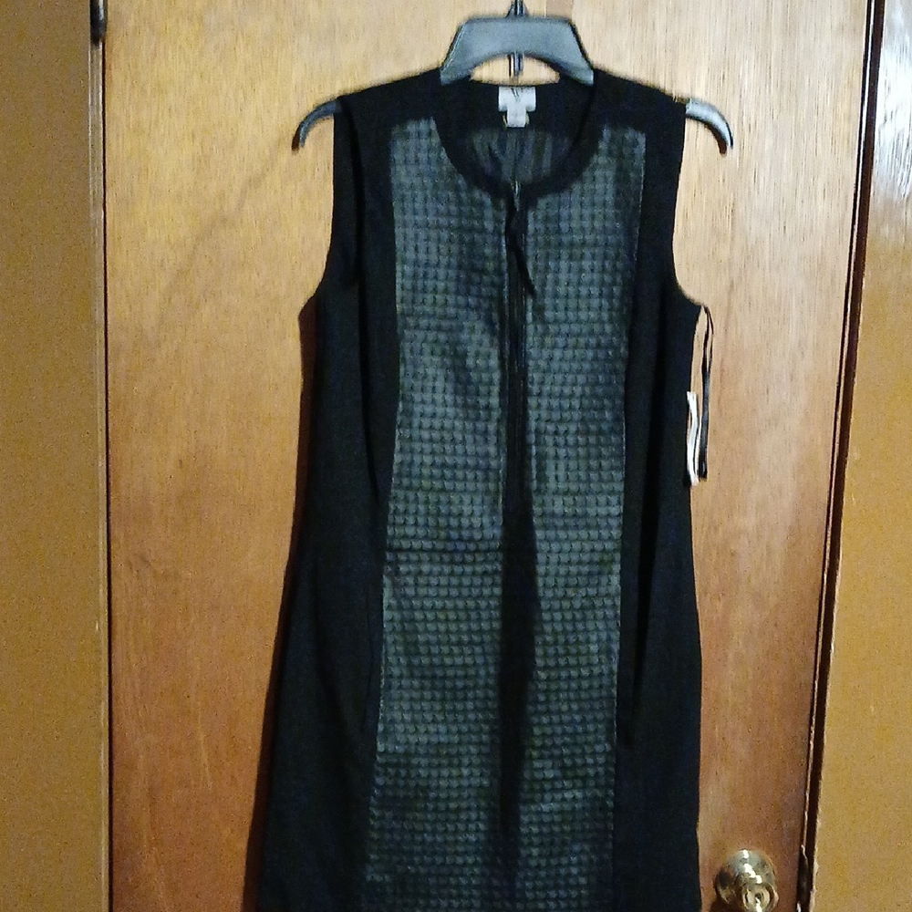Black Sleeveless Dress with Patterned Front NWT